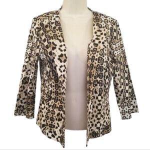 American Vintage Jacket 2 Piece Set Animal Print Wood & Metal Bead Detail Size 6